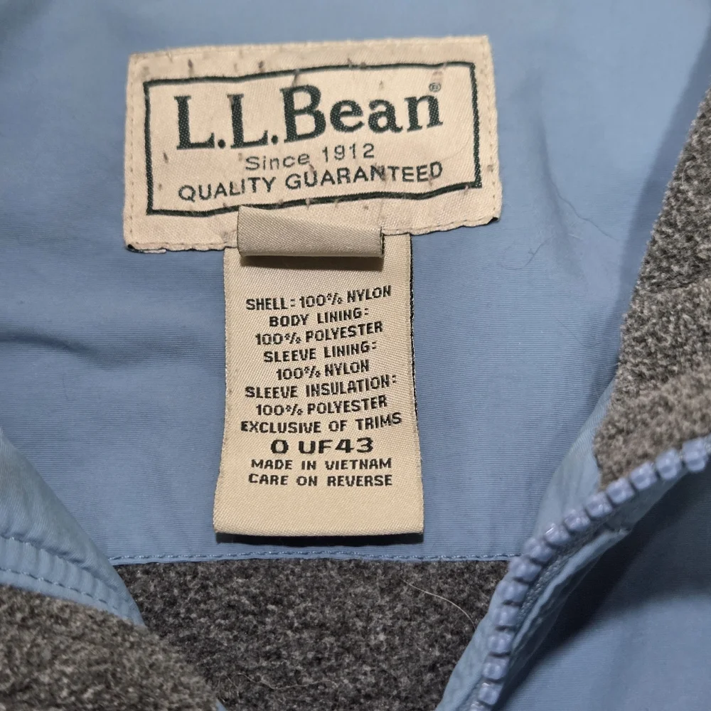 L.L. Bean Men's‎ Insulated Bomber Jacket Blue Full Zip Size Medium